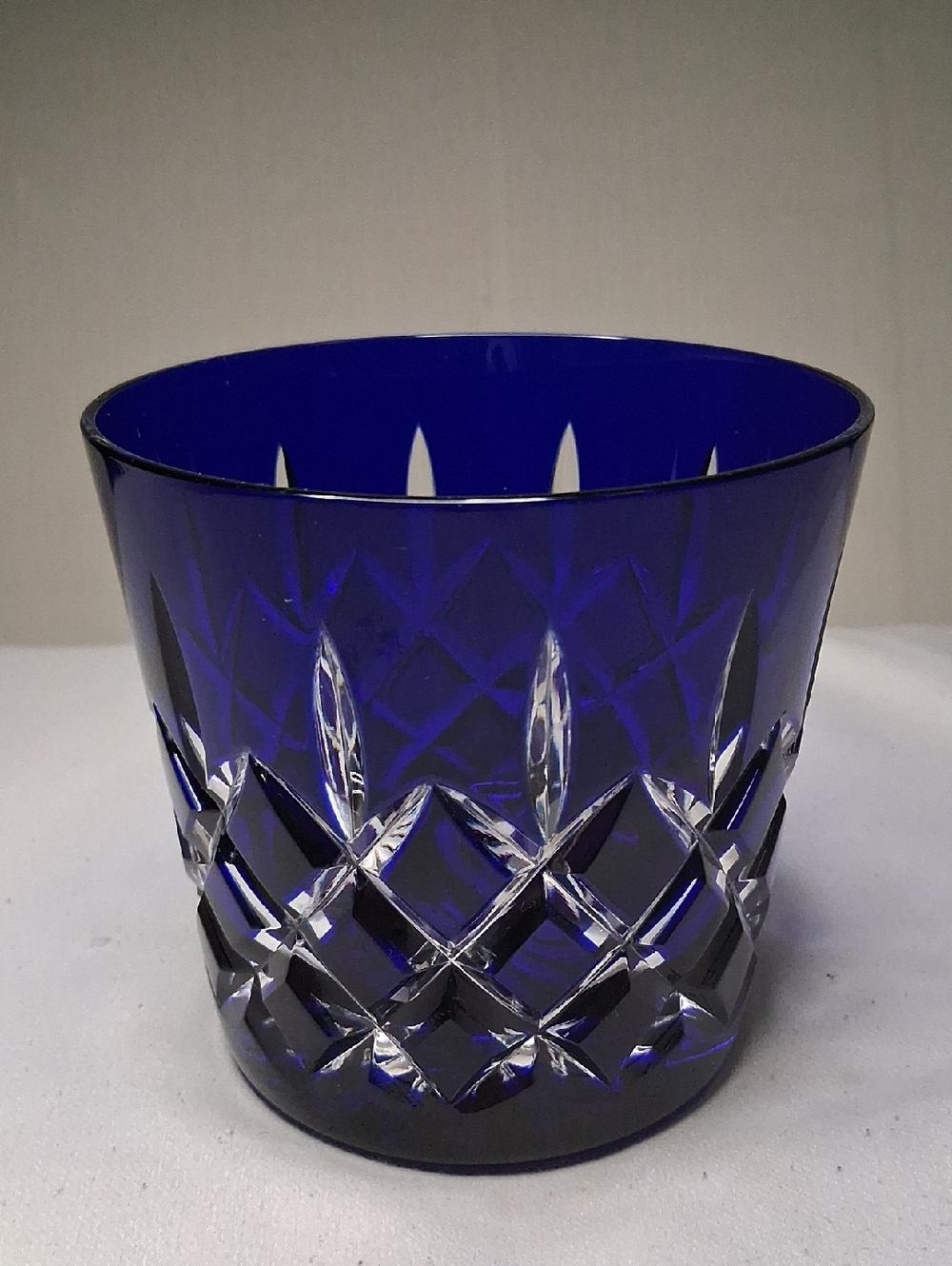 Vintage Ajka Arabella Cobalt Blue Cut To Clear Crystal Tumbler